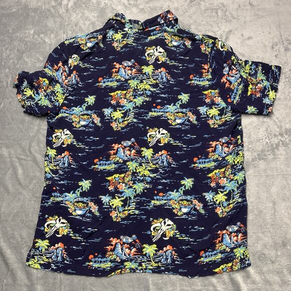 Star Wars Mandalorian Baby Yoda Grogu Hawaiian Shirt Mens Sz XXL Blue Aloha Palm - Picture 5 of 7